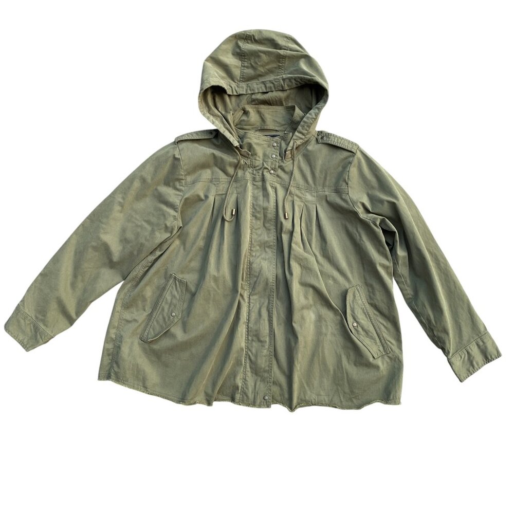 Lucky Brand Zip Off Hood Utility Jacket Sz 2X Olive Green Outdoor Chores Ranch